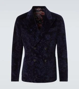 ETRO | Double-breasted cotton-blend velvet blazer