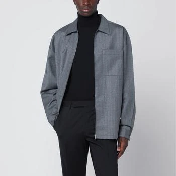 Prada | Gray wool overshirt with zip