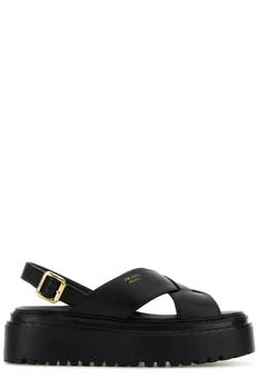 Prada | Prada Crossover Strap Detailed Slingback Sandals
