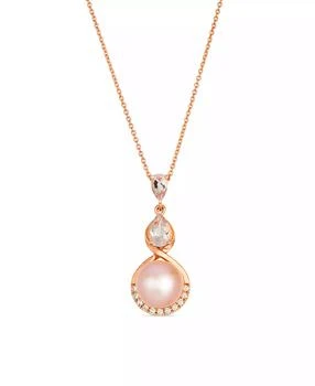 Le Vian | Freshwater Pearl (8-9mm), Morganite (0.42 ct. t.w.), 
Diamond (0.08 ct. t.w.) Pendant Necklace in 14k Strawberry Gold