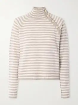 Max Mara | Striped Cashmere Turtleneck Sweater - Ivory