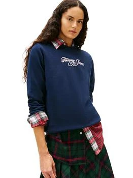 Tommy Hilfiger Tommy Jeans Women's Medium Weight Pullover Crewneck With Printed Script Logo