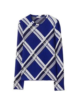 Burberry | Check Rib-Knit Silk Top
