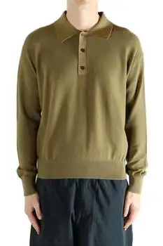 Yves Saint Laurent | Saint Laurent Button Detailed Long-Sleeved Polo Shirt