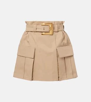 Balmain | Belted cotton gabardine miniskirt