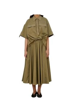 Women's Half Sleeve Long Dress Meimeij with elastic waist