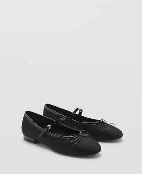 Women's Strip And Bow Detail Ballerina Shoes