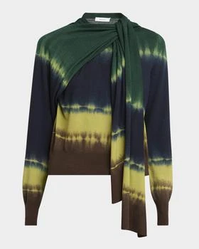 Salvatore Ferragamo | Tie-Dye Wool Knit Shoulder-Tie Sweater