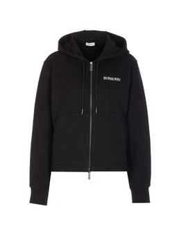 Burberry | Burberry Logo Printed Zip-Up Drawstring Hoodie