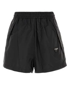 Prada | Prada High-Waist Logo-Plaque Track Shorts
