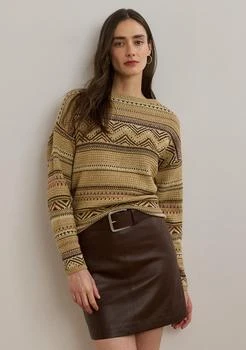 Women's Geo-Striped Cotton-Linen Sweater