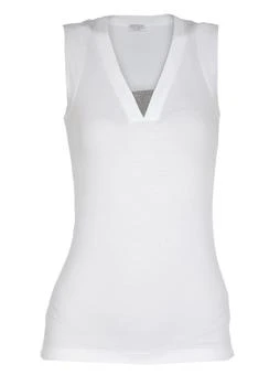 Brunello Cucinelli | Brunello Cucinelli Ribbed Hem V-Neck Top
