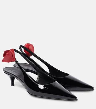 Magda Butrym | Floral-appliqué leather slingback pumps