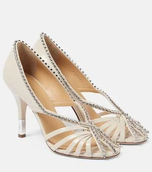 Chloé | Leonie crystal-embellished leather pumps