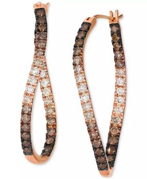 Le Vian | Chocolate Ombré Diamond (1-1/2 ct. t.w.) & Nude Diamond™ (5/8 ct. t.w.) Hoop Earrings in 14k Rose Gold