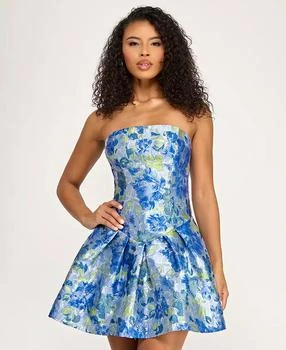 Juniors' Strapless Brocade Dress