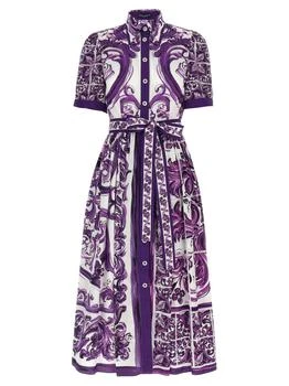 Dolce & Gabbana | Dolce & Gabbana Majolica Printed Short-Sleeved Midi Dress