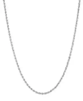 Macy's | Hollow Glitter Rope Chain Necklace in 14k White Gold