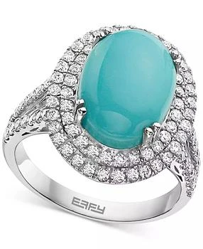 Effy | EFFY® Turquoise 
Diamond (7/8 ct. t.w.) Halo Ring in 14k White Gold
