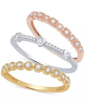 Macy
s | 3-Pc. Set Diamond Stacking Rings (3/8 ct. t.w.) in 14k Gold, White Gold
Rose Gold