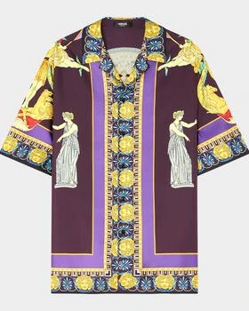 Versace | Men
s Hall of Statues Silk Short-Sleeve Shirt