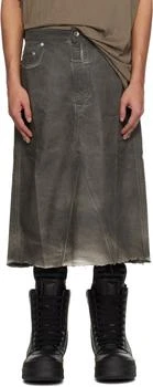Rick Owens | Gray Hollywood Godet Denim Midi Skirt