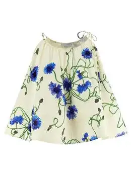 Stella McCartney | Stella McCartney Embroidered Cornflower Sleeveless Frill Top