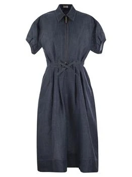 Brunello Cucinelli | Brunello Cucinelli Zipped Denim Maxi Dress