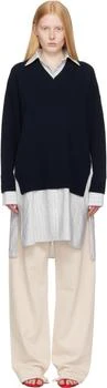 Stella McCartney | Navy Crewneck Jumper Shirt Midi Dress
