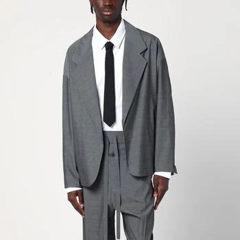 Gray single-breasted jacket in cotton and wool