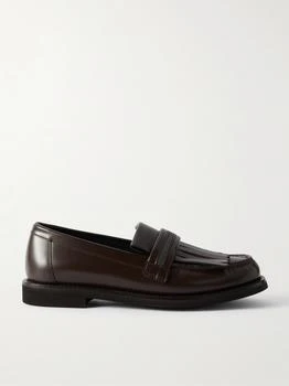 Brunello Cucinelli | Bead-embellished Fringed Leather Loafers - Dark brown - IT40