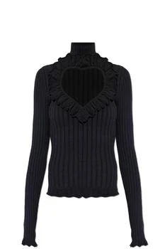 Balenciaga | Balenciaga Heart Cut-Out Ruffled Top