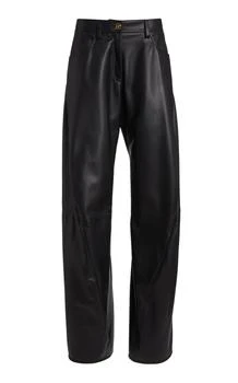 Versace | Versace La Vacanza Leather Straight-Leg Pants - Moda Operandi