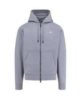 Burberry | Burberry Logo Embroidered Zipped Drawstring Hoodie