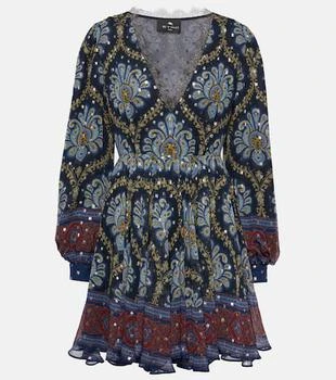 ETRO | Balloon-sleeve silk jacquard minidress