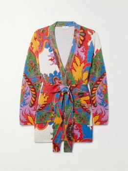 ETRO | Belted Floral-print Silk And Linen-blend Cardigan  - IT38