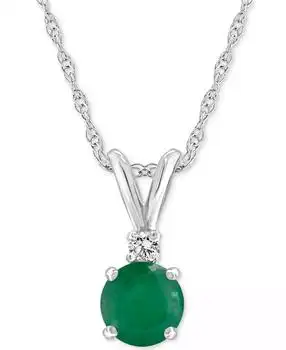 Macy's | Sapphire (5/8 ct. t.w.) & Diamond Accent 18" Pendant Necklace in 14k White Gold (Also in Ruby)