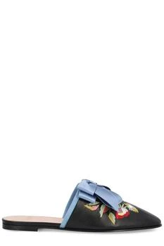 Valentino | Valentino Floral Embroidered Bow Detailed Sandals