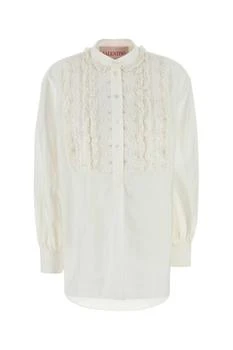 Valentino | Valentino Embroidered Frilled Curved Hem Blouse