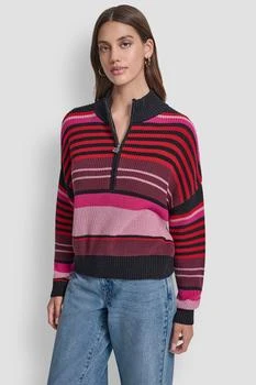 STRIPED 1/4-ZIP SWEATER