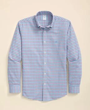 Stretch Cotton Non-Iron Oxford Polo Button Down Collar, Multi Check Shirt