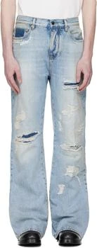AMIRI | Blue Distressed Boot Cut Jeans