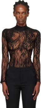 Balmain | Black Long-Sleeved Lace Bodysuit