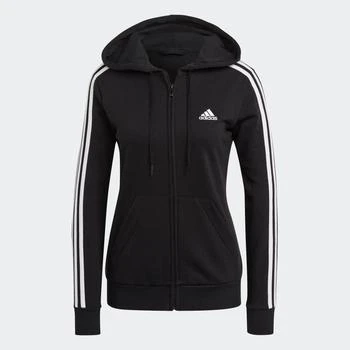 Adidas Women
s Essentials French Terry 3-Stripes Full-Zip Hoodie