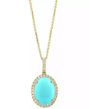 Effy | Diamond (1/5 ct. t.w.) and Turquoise Pendant Necklace in 14k Yellow Gold