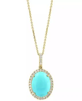 Effy | Diamond (1/5 ct. t.w.) and Turquoise Pendant Necklace in 14k Yellow Gold