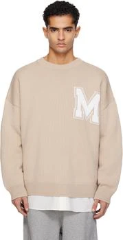 MM6 | Beige Two-In-One Varsity Knit Sweater