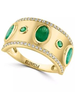 Effy | EFFY® Collection Diamond (1/5 ct. t.w.) 
Emerald (1-1/3 ct. t.w.) Ring in 14k Gold