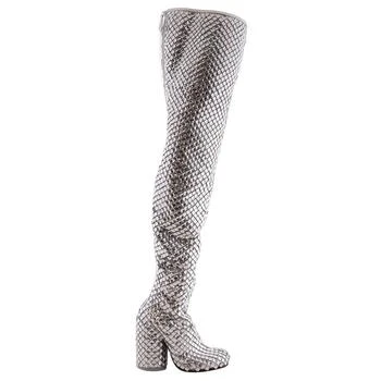 Burberry | Anita Over-The-Knee 110 mm Heel Boot in Silver/Crystal, Brand Size 36 ( US Size 6 )
