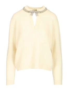 Valentino Bow Embellished V-Neck Jumper